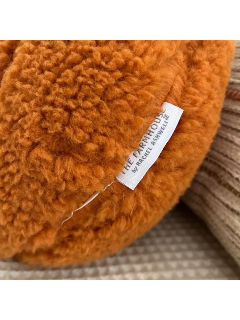 The Farmhouse by Rachel Ashwell Orange Plush Pumpkin Pillow Decor Fall